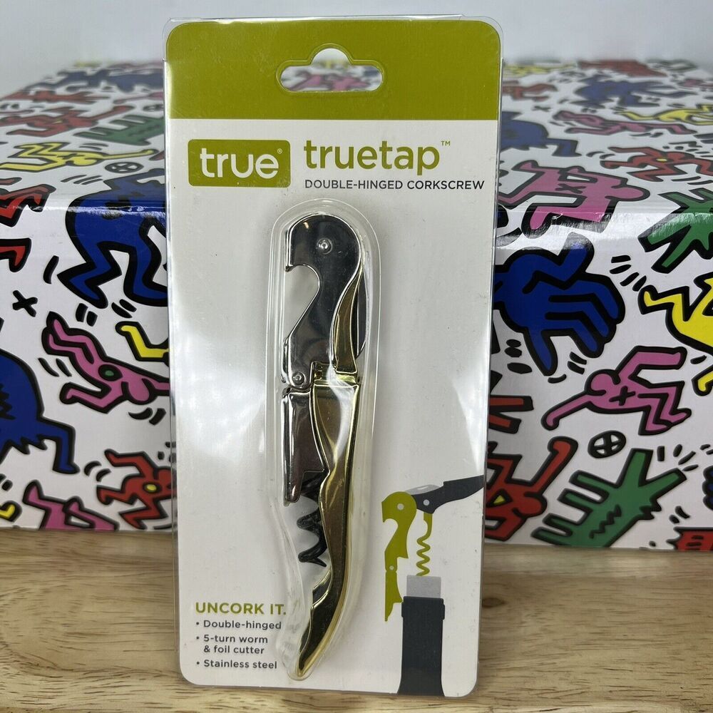 TrueTap Gold Double Hinged Waiter’s Corkscrew Server Stainless Steel‎ Wine Key